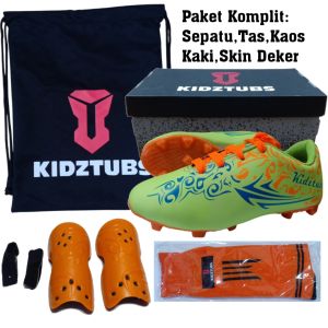 KIDZTUBS Sepatu Bola Anak Paket Komplit Sepatu Bola Tas Skin Deker Kaos Kaki Usia 6-10 Tahun Size 28 29 30 31 32 33 34 35 36 37 KDZ1126011525