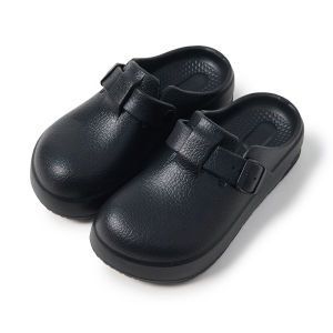 UTUNE Retro Style Muller Half Slippers Solid Color Heelless Lazy Shoes Womens Thick Sole Adjustable Buckle Shoes