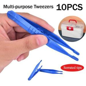 10Pcs Disposable First Aid Tweezer Plastic Tweezers Children DIY Handcraft Tweezers Thumb Forceps