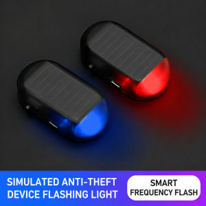 Car Solar Anti Theft Warning Light Simulated Flashing LED Light Alarm Lamp Motorcycle Decoration Accessories Solar Powered Security Flasher Universal Vehicle Interior Exterior Lighting