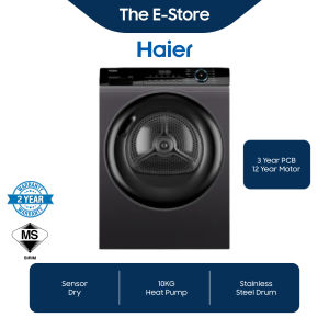Haier 10KG Heat Pump Dryer with Sensor Dry | HD100-A2939S (Energy Saving Clothes Dryer Dryer Machine Mesin Kering Baju Murah Tumble Dryer Black Inox 烘干机)