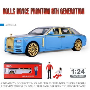 【MagicT】1:24 Scale Rolls Royce Phantom 8th Generation Zinc Alloy Model Car W/ Light & Sound & Pull-back Function Die Cast Toys Gifts Collections For Boys