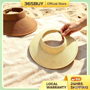 Straw Hat Wide Brim UPF 80+ Sun Protection Ponytail-Compatible Foldable Hat for Women