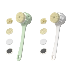 Electric Back Scrubber With Handle Waterproof Body Brush 5Removable Head For Deep Cleansing Massage Skin Cleasing