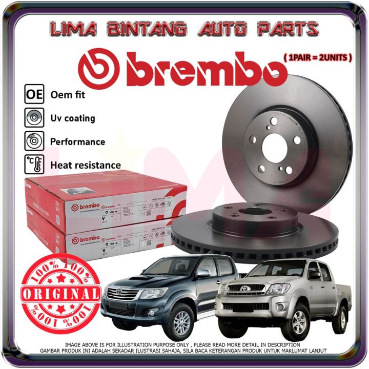 Toyota Hilux VIGO KUN25 , KUN26 Front Brake Disc Rotor 1Pair Brembo ...