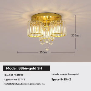 【Warranty】Crystal Living Room Lamp LED Bedroom Ceiling Light Interior Decoration Light Dining Room Chandelier