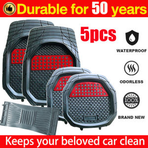 ✨Kedai🚀【24H Delivery】🚀5PCS Universal Car Floor Mats Waterproof Foot Pad Anti-slip Carpet Anti Slip Full Set High End Rubber Fit for Myvi Saga