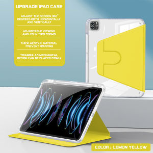 Rotating Case for iPad 10th 9th 8th 7th with Pencil Holder Acrylic Clear Cover Case for Air 5/4 pro 2021/2020/2018 11-Inch 360 Degree Rotate Stand Protective Case with Smart Sleep/Wake