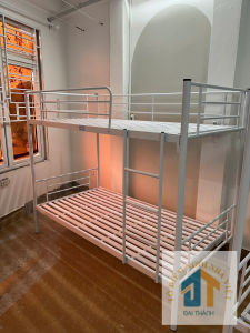 Giường sắt hai tầng 2 lan can trắng kích thước 0.8m x 0.8m ĐẠI THÀNH