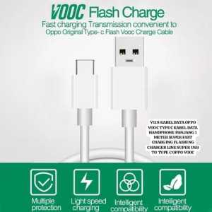 V118 KABEL DATA OPPO VOOC TYPE C KABEL DATA HANDPHONE PANJANG 1 METER SUPER FAST CHARGING FLASHING C