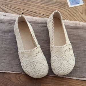 New Summer Crochet Flats Womens Elegant Breathable Shoes Woman Soft Mesh Loafers Lady Casual Ankle Wrap Flats Fisherman Shoes2026
