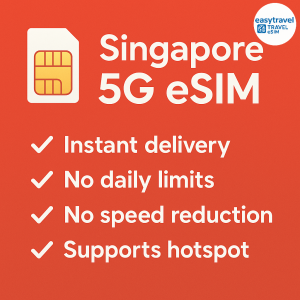 Singapore eSIM | High Speed Data | No Throttle | Hotspot Supported and Tiktok | 5GB 10GB 20GB 30Days