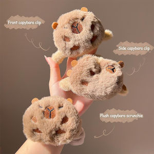 [fenggongshuode] 1Pc Pair Elegant Plush Hairpins Kawaii Capybara Scrunchies Cute Animal Plush Hair Rope Ponytail Holder Wash Face Wrist Strap