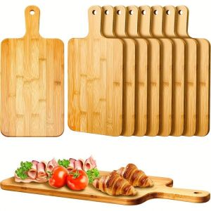 CHENJIE Hanging Hole Bamboo Cutting Board Nonstick With Handle Pizza Making Tray Thicken Comfortable Grip Wooden Pizza Paddle Baking Bread