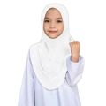 (5Y - 12Y) Tudung Sekolah Budak TIADA GETAH Lycra Putih Berdagu / Hitam Jenis Sarung Sukan Perempuan Uniform. 