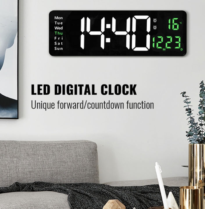 16 Inch Digital Clock Wall Clock Large Led Alarm Clock With Calendar ...