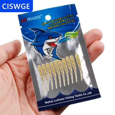 [COD] CISWGE 10 chiếc Mồi mềm câu cá 35mm 0.3g Mồi mềm có ren mồi mềm mini mồi giả đuôi thẳng sâu mềm