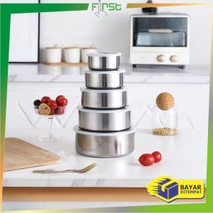 FH-C1214 Rantang Stainless Steel 5in1 Dengan Tutup Plastik Portable / Tempat Penyimpanan Makanan