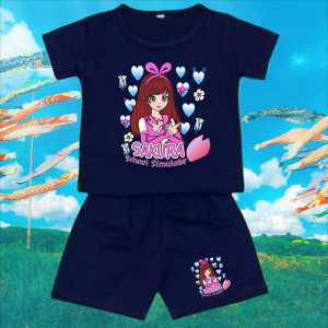 Setelan anak usia 1-8 tahun Sakura Pita lengan pendek