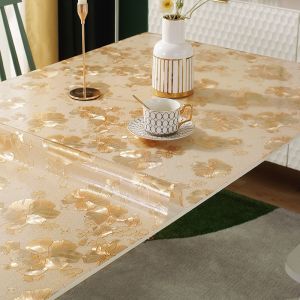 2-6 Seats Transparent PVC Table Mat High End Printing Table Cloth  Soft Glass Waterproof Table Cover Insulated Cover Cuttable Multiple Sizes