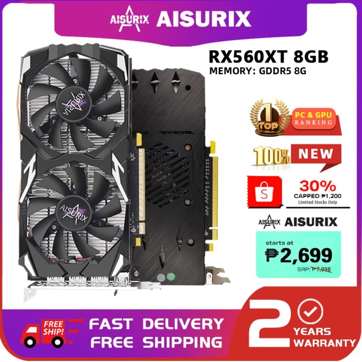 AISURIX RX 560XT 8GB 100% Graphics Card RX580 Gaming GDDR5 Computer GPU ...