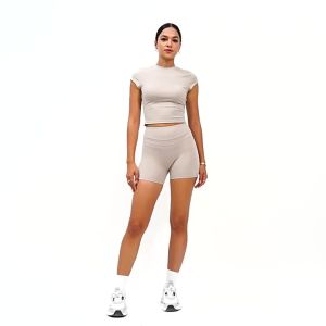 Zechuang European and American style brushed tight yoga shorts elastic high-waisted peach butt-lifting running fitness sports shorts 8863
