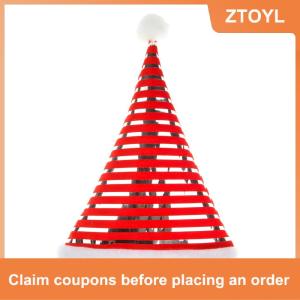 【ZTOYL】 หมวกคริสต์มาสที่มีแถบแวววาวหมวกซานต้ากำมะหยี่สีแดงและสีเขียวตกแต่งหมวกเทศกาล
