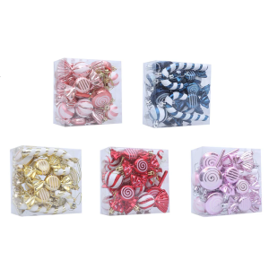 Set Of 18 Christmas Decorations Plastic Hanging Ornament Colorful Candy Canes Designs For Seasonal Tree Embellishment