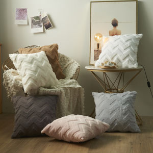 45X45cm/30X50cm Geometric Wave Pattern Throw Pillow Covers Double-sided Fluffy Plush Pillow Case Supersoft Decorative Cushion Cover for Sofa Bed Living Room Home Decor
