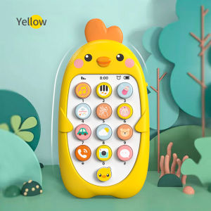 Baby Cell Phone Toy for Learning and Play Early Education Telephone with Silicone Cover Music Lights for 0-1 Year Old Kids with lanyard and 2 AAA batteries Music phone baby educational toys for learning educational toys for kids