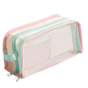 CUNXIN Transparent Display Korean PVC Stationery Bag Multilayer  Storage Korean Style Pencil Case Handheld Aesthetic Ins Pencil Pouch Stationery Holder
