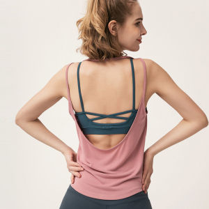 alo Áo vest yoga nhẹ mùa hè cho phụ nữ bằng modal U Áo crop top không tay cho thể dục thể thao chạy bộ áo sơ mi ngắn tay