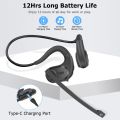 Friencity Bluetooth Headset w/Magnetic Boom Microphone for Phone Calling, Light-Comfort Open Ear Wireless Headphone w/DSP Noise Canceling Mic for PC Laptop Office Meeting Running Cycling, 12H. 