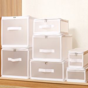 PP transparent matte folding storage box waterproof and moisture-proof clothing sorting box sundries quilt wardrobe desktop storage box