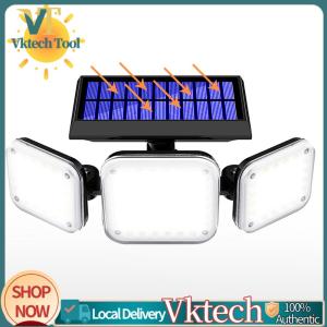 [Vktech] 112 LED Motion Sensor Outdoor Lights IP65 Waterproof 3 Heads Flood Light with 3 Modes 6000-6500K for Yard Street Stadium House