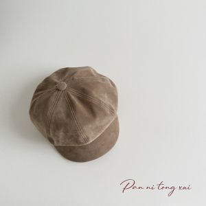 FLYING Màu đơn sắc Mũ Beret hình bát giác Vải cotton lộn Vải gân Mũ báo chí Cổ điển Chống gió Mũ họa sĩ Bé trai bé gái