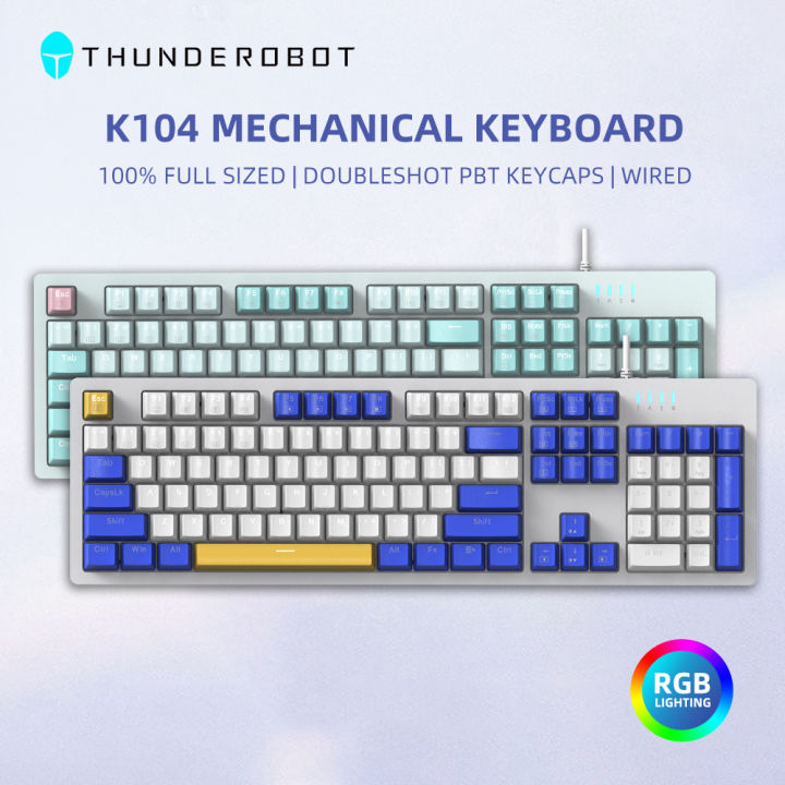 Thunderobot K104 Wired Mechanical Keyboard 104 Keys PBT Keycaps Hot ...