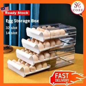 COSE 14/32 Slot Egg Storage Box Egg Container Stackable Egg Tray Holder Egg Box Kotak Telur Simpan Bekas Simpan Telur Bekas Telur
