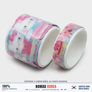 Sanrio Hello Kitty Washi Tape Stickers 200pcs 2 Rolls Peel-Off Outfits & Mini Props for Journal - Korean Stationery