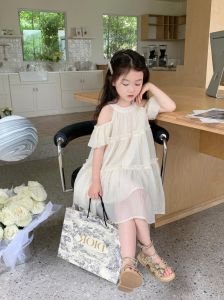 2-7YO Children Girl Ruffle Cold Shoulder Socialite Dress
