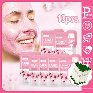 LAIKOU 10pcs Japan Sakura Mud Face Mask Cleansing Whitening Moisturizing Oil-Control Anti-Aging Clay Mask Packs Facial Skin Care Anti Wrinkle Night Facial Packs Skin Clean Dark Circle(S1A-P2)