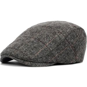 LIHUA Spring and Autumn Newsboy Cap Woolen Cloth Middle-Aged British Classic Cotton Beret Cap Men Hat Dad Visor