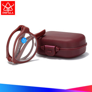 IMPALA LH5015 Thời Trang Có Thể Gập Lại Kính đọc sách Cho Nam Giới Và Phụ Nữ Farsighted Ống Kính chống ánh sáng xanh Kính mắt viễn thị Điện + 100 ~ + 400 Và Với Mini Hộp Xách Tay Thiết Kế Kính Đọc Sách Bỏ Túi Kính đọc sách Uv400 Mắt Kính HD