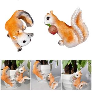 2pcs sáng tạo sóc bức tượng nhỏ treo tượng động vật cho planter nhựa điêu khắc ngoài trời Chậu Hoa Vườn decors