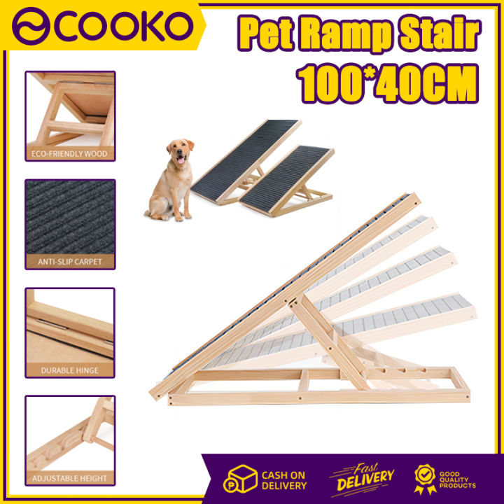 Adjustable Dog Ramp Solid Wood 100cm Adjustable Dog Ramp - 4 Height ...