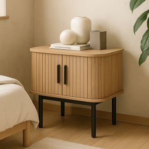 MUSE Design MAMU Sliding Door Bedside Table-Oak