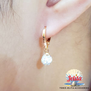 Anting Xuping Premium Model Gantung Permata Bulat Lapis Emas 24K