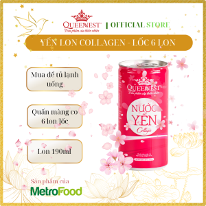 QUEENNEST Nước Yến Lon Collagen 1% 190ML (Lốc màng co 6 Lon x 190ml)
