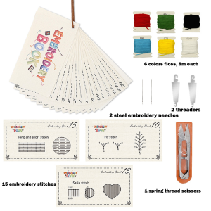 Creative Mini Sewing Book with 17 Patterns DIY Hand Stitch Valentine Greeting Card Kit Romantic Gift Handcraft Decor Set