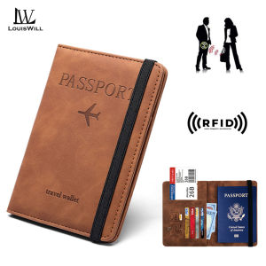 LouisWill Men Wallet RFID Card Case Soft PU Wallet Business Wallets Passport Holder Coin Bag Zipper Multi-Card Position ID Credit Cards Holders Solid Color Travel Purses Coin Pouch